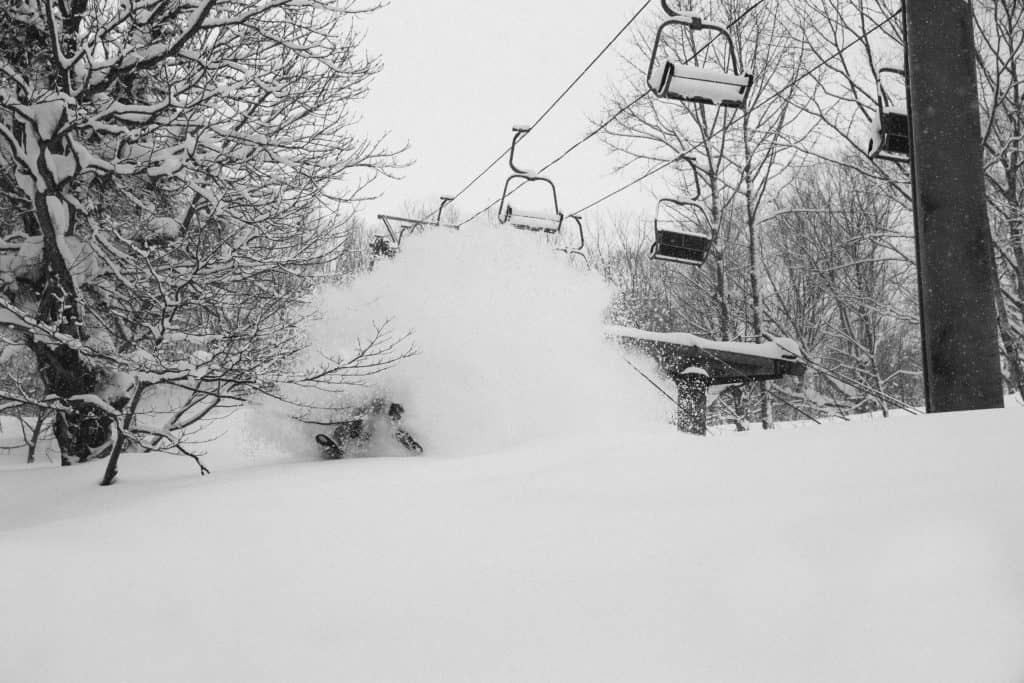 Riding the old lift lines at Madarao Kogen. Credit: Andrew Fawcett