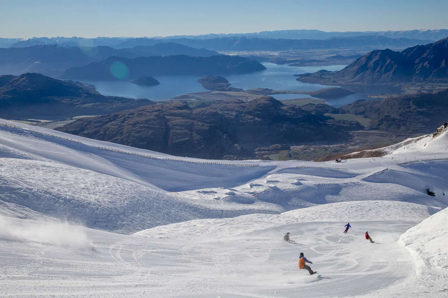 Skiing down Treble Cone